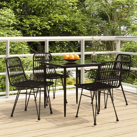 vidaXL Juego de comedor de jardín 5 piezas ratán sintético negro