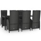 vidaXL Set de comedor de jardín 7 pzas y cojines ratán sintético negro vidaXL Set de comedor de jardín 7 pzas y cojines ratán sintético negro