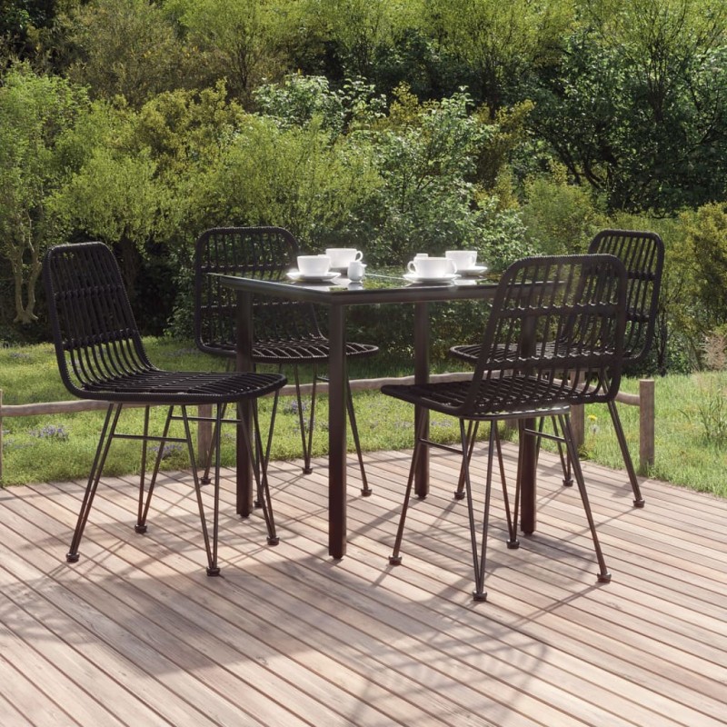 vidaXL Juego de comedor de jardín 5 piezas ratán sintético negro vidaXL Juego de comedor de jardín 5 piezas ratán sintético negro