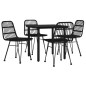 vidaXL Juego de comedor de jardín 5 piezas ratán sintético negro vidaXL Juego de comedor de jardín 5 piezas ratán sintético negro