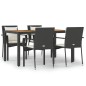 vidaXL Set de muebles jardín 5 pzas con cojines ratán sintético negro vidaXL Set de muebles jardín 5 pzas con cojines ratán sintético negro