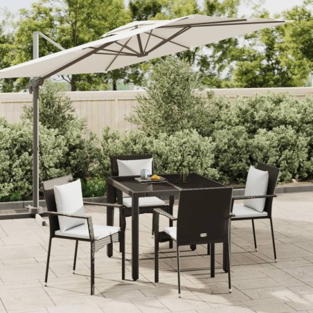 vidaXL Set de muebles jardín 5 pzas con cojines ratán sintético negro