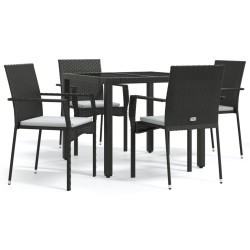 vidaXL Set de muebles jardín 5 pzas con cojines ratán sintético negro