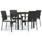 vidaXL Set de muebles jardín 5 pzas con cojines ratán sintético negro vidaXL Set de muebles jardín 5 pzas con cojines ratán sintético negro