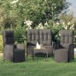 vidaXL Set comedor de jardín 3 pzas con cojines ratán sintético negro vidaXL Set comedor de jardín 3 pzas con cojines ratán sintético negro