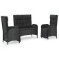 vidaXL Set comedor de jardín 3 pzas con cojines ratán sintético negro vidaXL Set comedor de jardín 3 pzas con cojines ratán sintético negro