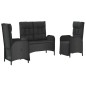 vidaXL Set comedor de jardín 3 pzas con cojines ratán sintético negro vidaXL Set comedor de jardín 3 pzas con cojines ratán sintético negro