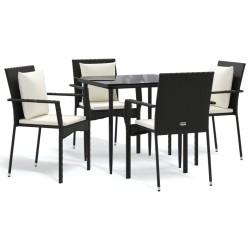 vidaXL Set de muebles jardín 5 pzas con cojines ratán sintético negro