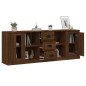 vidaXL Aparadores 3 piezas madera contrachapada marrón roble vidaXL Aparadores 3 piezas madera contrachapada marrón roble