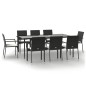 vidaXL Set de comedor de jardín 9 pzas y cojines ratán sintético negro vidaXL Set de comedor de jardín 9 pzas y cojines ratán sintético negro