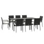 vidaXL Set de comedor de jardín 9 pzas y cojines ratán sintético negro vidaXL Set de comedor de jardín 9 pzas y cojines ratán sintético negro