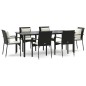 vidaXL Set de comedor de jardín 7 pzas y cojines ratán sintético negro vidaXL Set de comedor de jardín 7 pzas y cojines ratán sintético negro