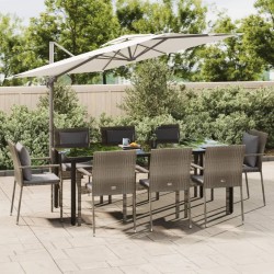 vidaXL Set comedor jardín 9 pzas y cojines ratán sintético negro gris