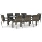 vidaXL Set comedor jardín 9 pzas y cojines ratán sintético negro gris vidaXL Set comedor jardín 9 pzas y cojines ratán sintético negro gris