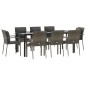 vidaXL Set comedor jardín 9 pzas y cojines ratán sintético negro gris vidaXL Set comedor jardín 9 pzas y cojines ratán sintético negro gris