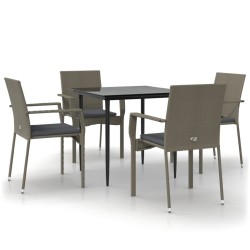 vidaXL Set comedor jardín 5 pzas y cojines ratán sintético negro gris