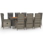 vidaXL Set comedor jardín 9 pzas y cojines ratán sintético gris vidaXL Set comedor jardín 9 pzas y cojines ratán sintético gris