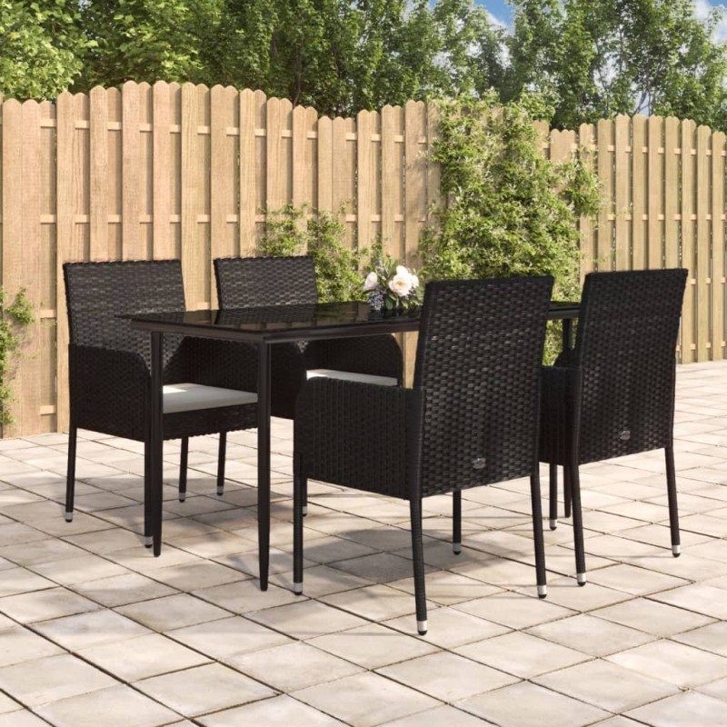 vidaXL Set de muebles jardín 5 pzas con cojines ratán sintético negro