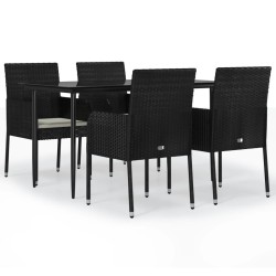vidaXL Set de muebles jardín 5 pzas con cojines ratán sintético negro