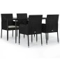 vidaXL Set de muebles jardín 5 pzas con cojines ratán sintético negro