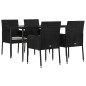 vidaXL Set de muebles jardín 5 pzas con cojines ratán sintético negro