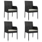 vidaXL Set de muebles jardín 5 pzas con cojines ratán sintético negro