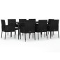 vidaXL Set de comedor de jardín 9 pzas y cojines ratán sintético negro vidaXL Set de comedor de jardín 9 pzas y cojines ratán sintético negro