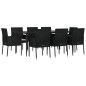 vidaXL Set de comedor de jardín 9 pzas y cojines ratán sintético negro vidaXL Set de comedor de jardín 9 pzas y cojines ratán sintético negro