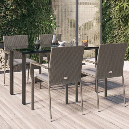 vidaXL Set comedor jardín 5 pzas y cojines ratán sintético negro gris