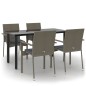 vidaXL Set comedor jardín 5 pzas y cojines ratán sintético negro gris