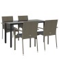 vidaXL Set comedor jardín 5 pzas y cojines ratán sintético negro gris
