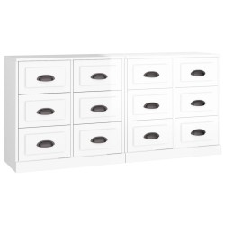 vidaXL Aparadores 2 uds madera contrachapada blanco brillo