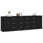 vidaXL Aparadores 3 piezas madera contrachapada negro vidaXL Aparadores 3 piezas madera contrachapada negro
