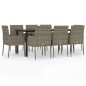 vidaXL Set comedor jardín 9 pzas y cojines ratán sintético negro gris vidaXL Set comedor jardín 9 pzas y cojines ratán sintético negro gris