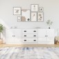 vidaXL Aparadores 3 uds madera contrachapada blanco brillo