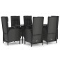 vidaXL Set de comedor de jardín 7 pzas y cojines ratán sintético negro vidaXL Set de comedor de jardín 7 pzas y cojines ratán sintético negro