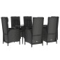 vidaXL Set de comedor de jardín 7 pzas y cojines ratán sintético negro vidaXL Set de comedor de jardín 7 pzas y cojines ratán sintético negro