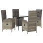 vidaXL Set comedor jardín 5 pzas y cojines ratán sintético negro gris vidaXL Set comedor jardín 5 pzas y cojines ratán sintético negro gris