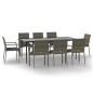 vidaXL Set comedor jardín 9 pzas y cojines ratán sintético negro gris vidaXL Set comedor jardín 9 pzas y cojines ratán sintético negro gris