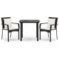 vidaXL Set comedor de jardín 3 pzas con cojines ratán sintético negro vidaXL Set comedor de jardín 3 pzas con cojines ratán sintético negro