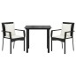vidaXL Set comedor de jardín 3 pzas con cojines ratán sintético negro vidaXL Set comedor de jardín 3 pzas con cojines ratán sintético negro