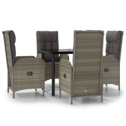 vidaXL Set comedor jardín 5 pzas y cojines ratán sintético negro gris