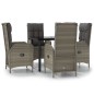 vidaXL Set comedor jardín 5 pzas y cojines ratán sintético negro gris