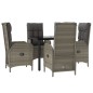 vidaXL Set comedor jardín 5 pzas y cojines ratán sintético negro gris