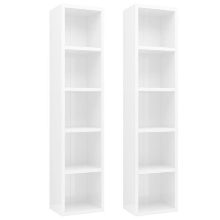 vidaXL Estantería CDs 2 uds contrachapada blanco brillo 21x16x93,5 cm