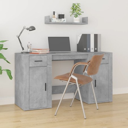 vidaXL Escritorio con armario contrachapada gris hormigón