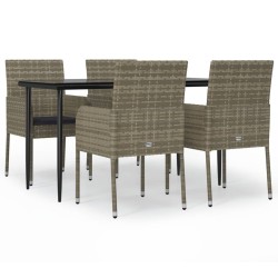 vidaXL Set comedor jardín 5 pzas y cojines ratán sintético negro gris
