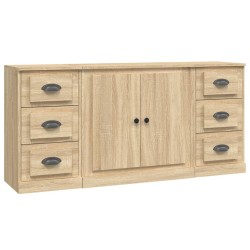 vidaXL Aparadores 3 piezas madera contrachapada color roble sonoma