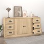 vidaXL Aparadores 3 piezas madera contrachapada color roble sonoma vidaXL Aparadores 3 piezas madera contrachapada color roble sonoma