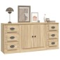 vidaXL Aparadores 3 piezas madera contrachapada color roble sonoma vidaXL Aparadores 3 piezas madera contrachapada color roble sonoma